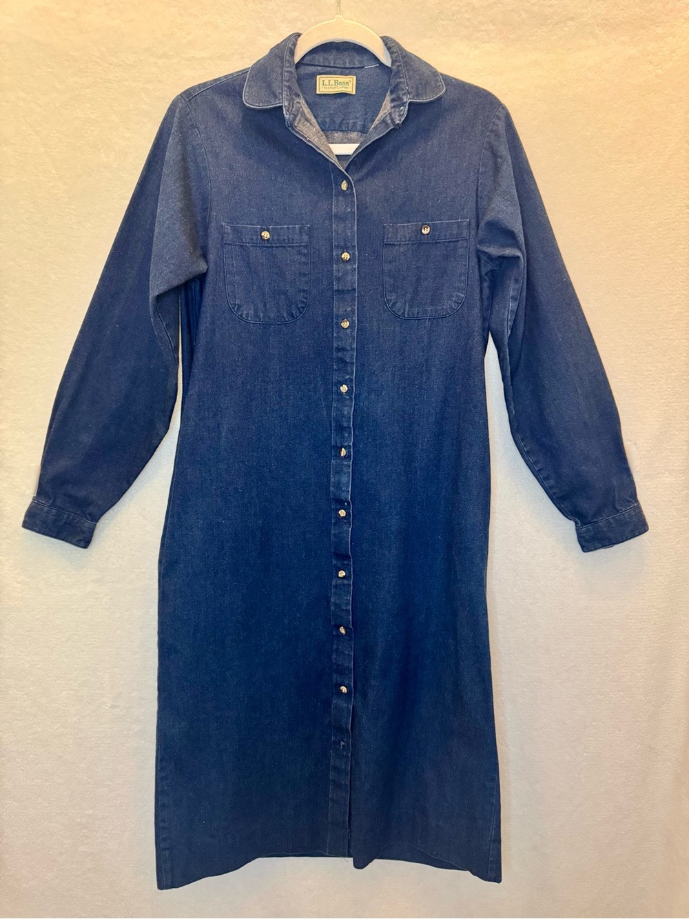 Vintage L.L. Bean Denim Button Down Shirt Dress Size M Classic and Timeless